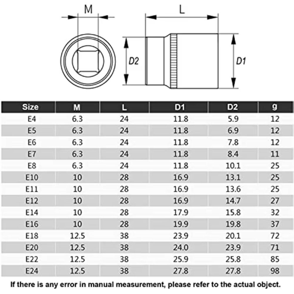 14PCS/Set External Hex Wrench Head Star Socket Set E4-E24 E-Torx Socket Set  Automotive Repair