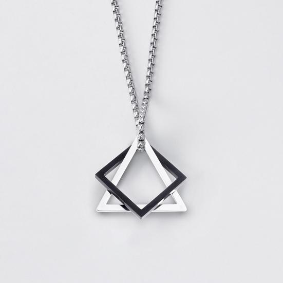 Men Necklace Triangle Square Pendant Necklace Dating Work Party Versatile Style Necklace Clothing Accessory