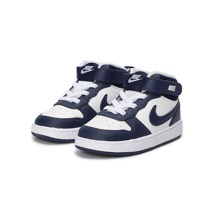 Nike Детские кроссовки Court Borough Mid 2 TD White Signal Blue Blue-Void CD7784-107