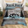 Erosebridal Rustic Farmhouse Bedding - Happy Camping Duvet Cover for Boys Kids Teens, Black Sketch Drawing Comforter Cover Vintage Old Barn
