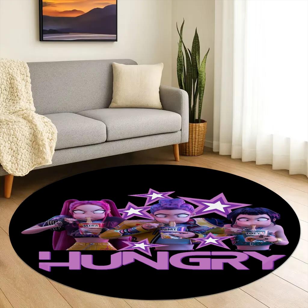 K-POP D-Демоны H-Охотники Круглый ковер для детской комнаты Розовый игровой коврик Мягкий Нескользящий Ковер для Спальни для Девочек Мальчиков Персонализированный Напольный Коврик