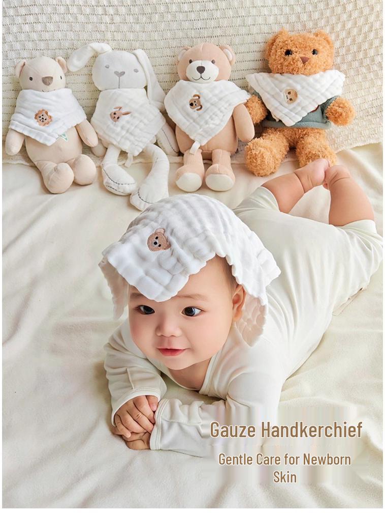 Хлопковый нагрудник и полотенце для малышей от 0 до 1 года - Мягкий носовой платок для новорожденных и хлопковая мочалка для лица