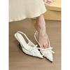 Fairy Style Flower Mesh Pointed Temperament Beautiful High Heels Women Wear Light Mouth Bow Thin Heel Bag Head Sandals