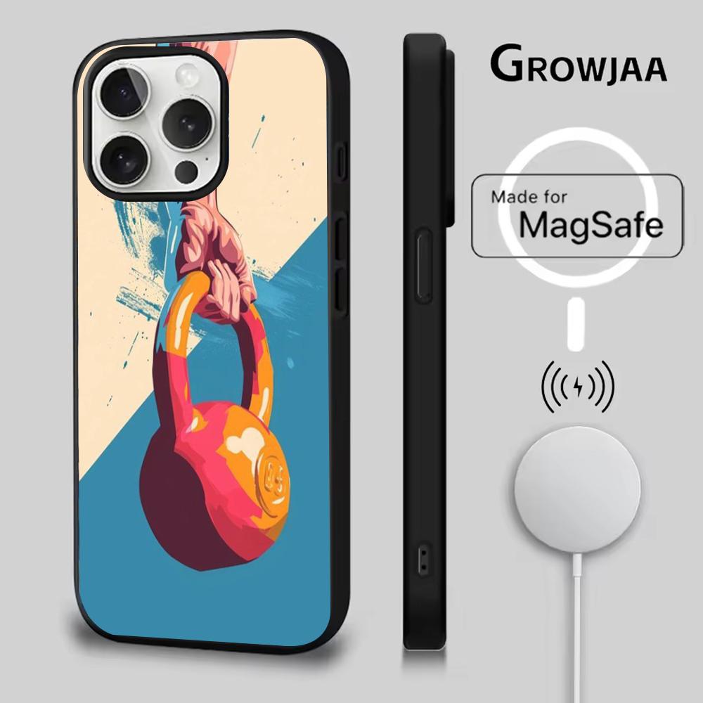 Чехол для телефона для спортзала, фитнеса, бодибилдинга для iPhone 16e, 16, 15, 14, 13, 12, 11, Plus, Pro, Max, Mini, с магнитной беспроводной зарядкой MagSafe
