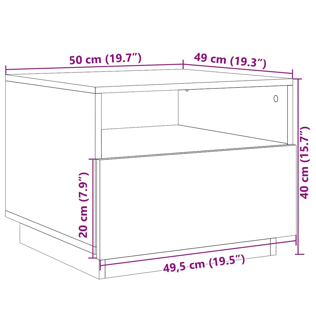 LED Coffee Table White 50 x 49 x 40 cm