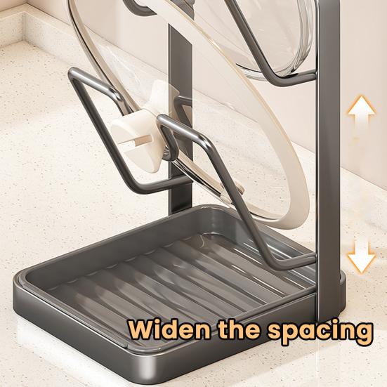 Держатель для крышек с поддоном для слива, U-образная конструкция канавки, углеродистая сталь, кухонный органайзер для посуды, поддон для капель, подставка для крышек
