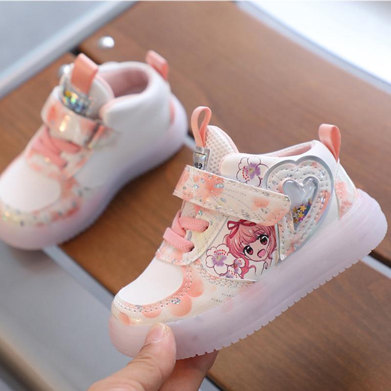 LED Lights Sports Shoes for Girls Children Fashion Kids Soft Casual Shoes