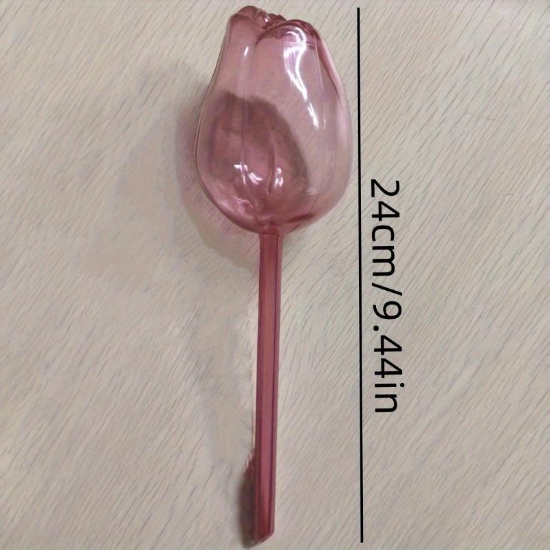 8 Pcs Pink Tulip Plastic Watering Globes, Narrow Neck Slow Drip Self Watering for Indoor Outdoor Potted Plants and Hanging Baskets