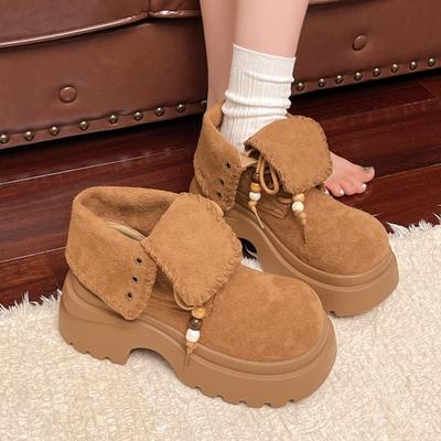 Модные женские ботильоны на платформе с бусинами, тренд 2025, повседневная новая модная обувь, зимние ботинки, зимние женские кроссовки на шнуровке, Zapatos Mujer