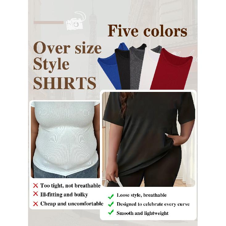 Plus-size women's clothing with vintage floral and butterfly prints T Shirt - Round-neck long-sleeve casual style for spring, summer, and