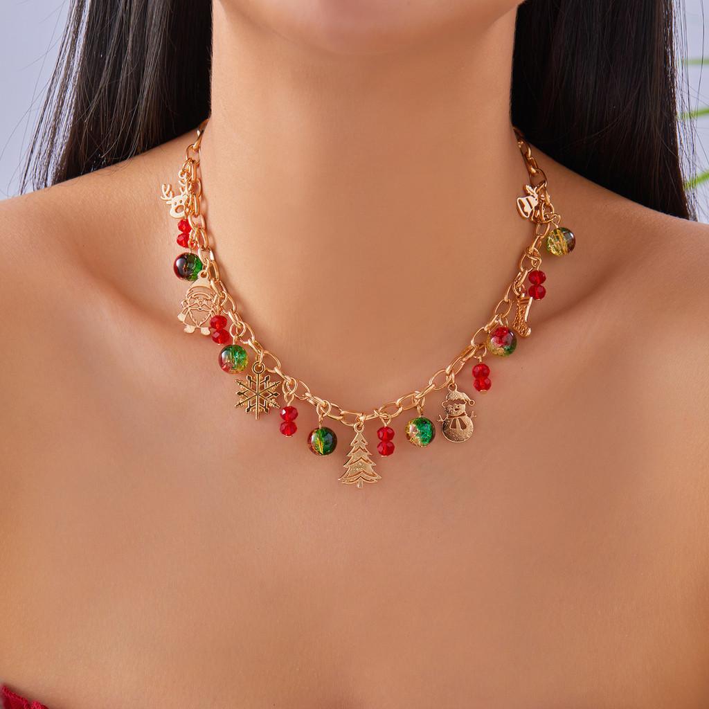 Cute Snowman Christmas Jewelry With Alloy Pendant For Holiday Gift