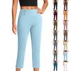 Women's Fashionable Solid Color Straight Leg Pants With High Waist Button Pockets And Elastic Waist Casual Pants