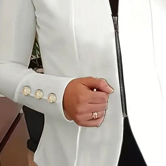 Весенне-осенний деловой костюм, пальто с зубчатым воротником и длинными рукавами на молнии, пиджак, однотонная приталенная верхняя одежда