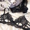 Сексуальный полый комплект с бюстгальтером пуш-ап для женщин, нижнее белье, ультратонкий дышащий бюстгальтер, французское искушение, нижнее белье, женский бюстгальтер без косточек