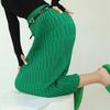 Women Midi Skirt High Waist Straight Leg Hip Wrapped Knitting Skirt Solid Color Autumn Skirt Versatile Daily Wear
