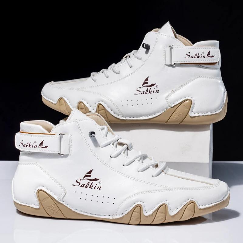 Мягкая кожаная мужская обувь из микрофибры, 8 цветов, ботильоны, модный дизайн, повседневная походная обувь ручной работы для мужчин