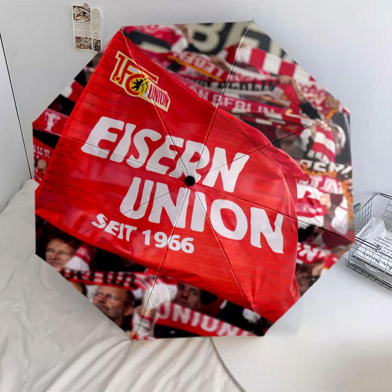 Узор с логотипом Union Berlin, автоматический складной зонт, портативная и складная конструкция, 8 спиц, рождественский или день рождения подарок.