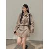Zhang Ren Plus Size Women's Clothing Fat Sister mm Slimming Suit Outwear Retro Elegance Plaid Tops Mid-Length Dress Set