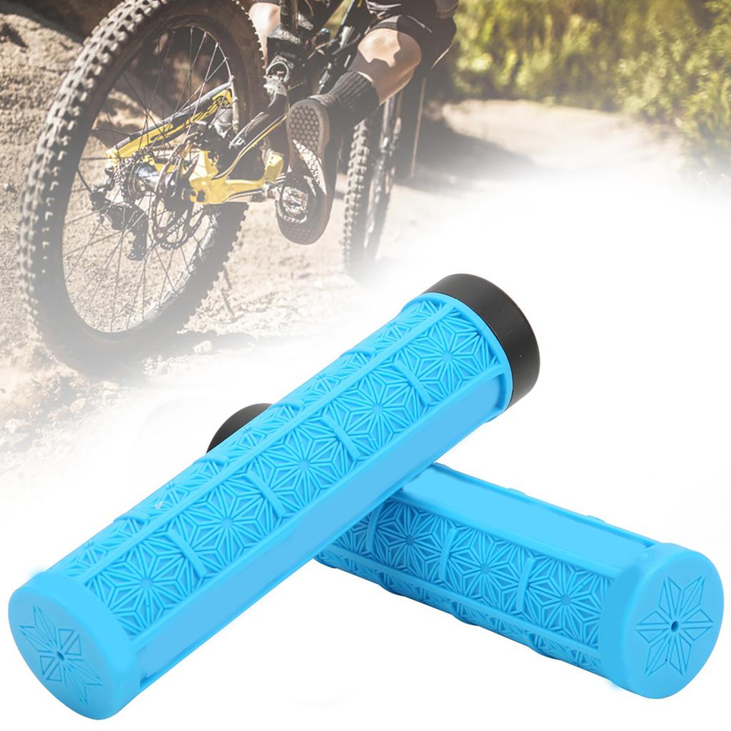 1Pair Mountain Bike Silicone Handlebar Grip Cover Unilateral Locked Non slip Bicycle Accessory(blue )