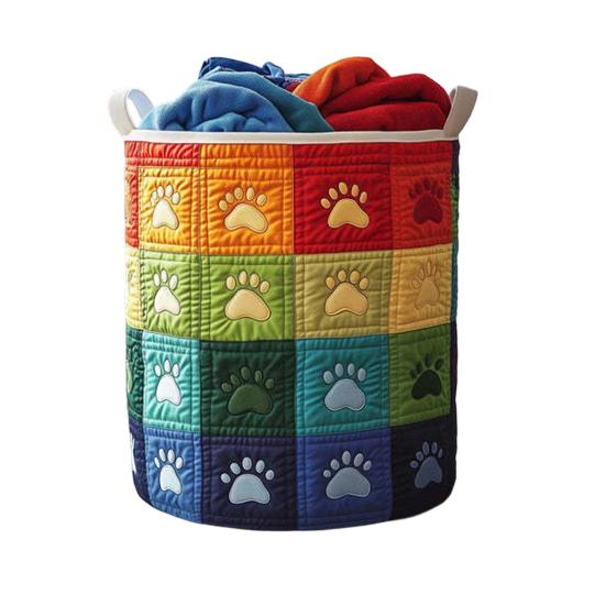Quilted Laundry Basket, Thick Durable Fabric Storage Hamper, with Reinforced Handles, Clothes Toys Organizer for Home Decor