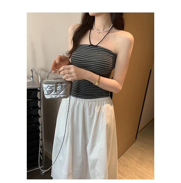 Женская майка-труба в полоску со шнуровкой в тайском стиле - уникальный летний дизайн