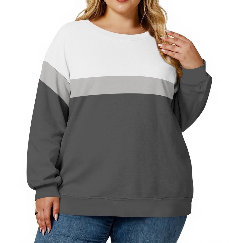 Plus Size Sweatshirt For  Women Oversized Crewneck Long Sleeve Pullover Tops