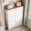 Shoe cabinet with 3 flaps shoe rack, small shoe cabinet for the entrance area, shoe cabinet with large capacity, round handles