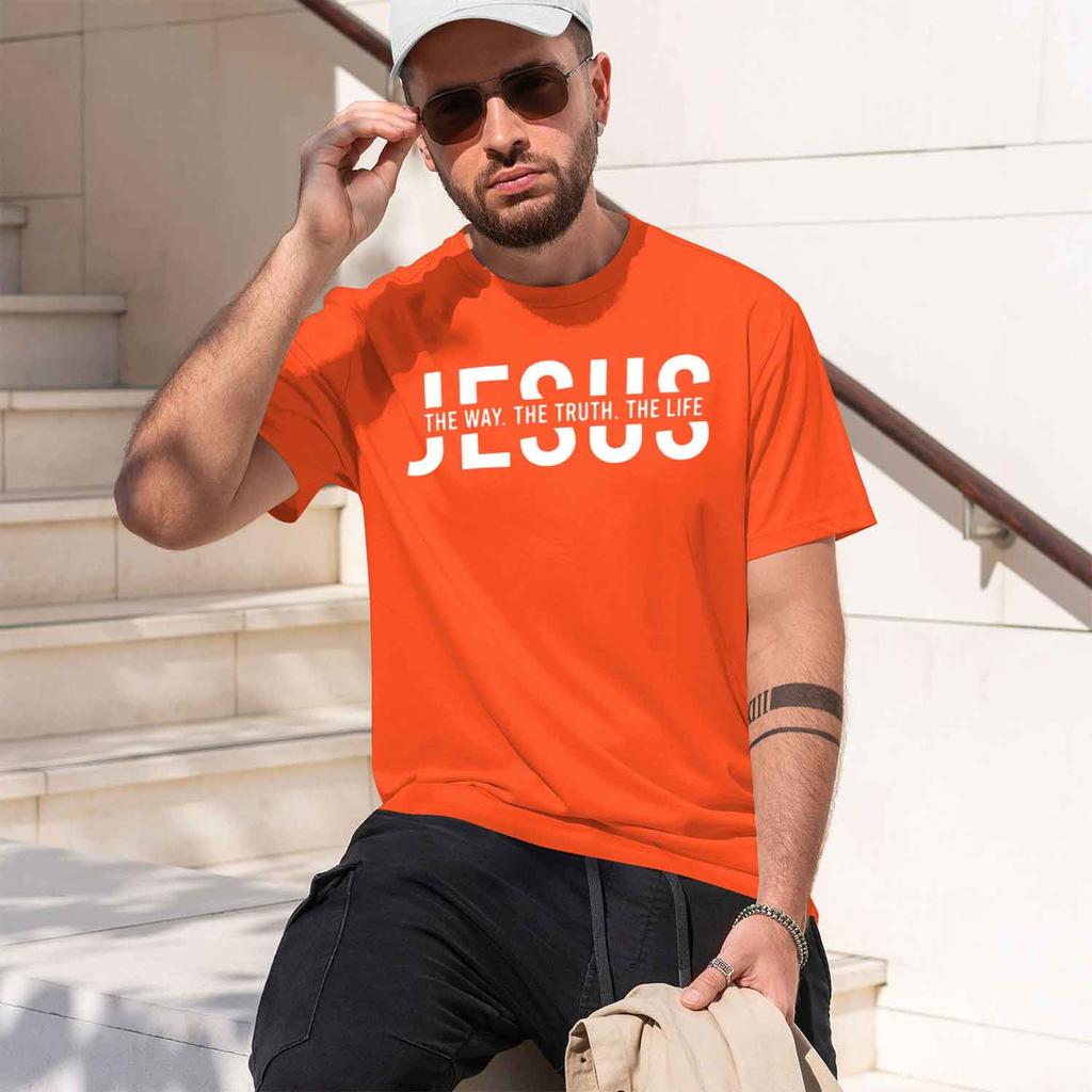 2026 New Model Summer Unisexs 100 Pure Cotton Casual Loose Fit Jesus Way Truth Life Letter Printed Round Neck Short Sleeved Tshi