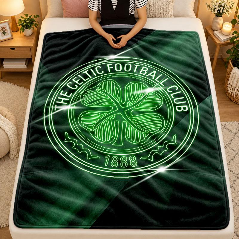 Flannel BlanketCeltic FC Warm Soft Throw Blanket for Indoor Sofa Bed Living Room Use