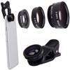 Black 3in1 Fish Eye+Macro+Wide Angle Clip On Camera Lens Kit for Iphone Samsung