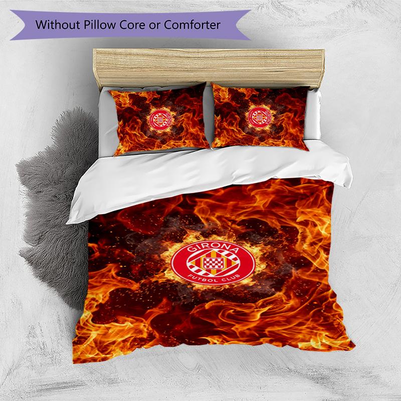 Girona FC Printed 3PCS Bedding Set Breathable Duvet Cover with Pillowcases Decorative Bed Linen for Bedroom Home