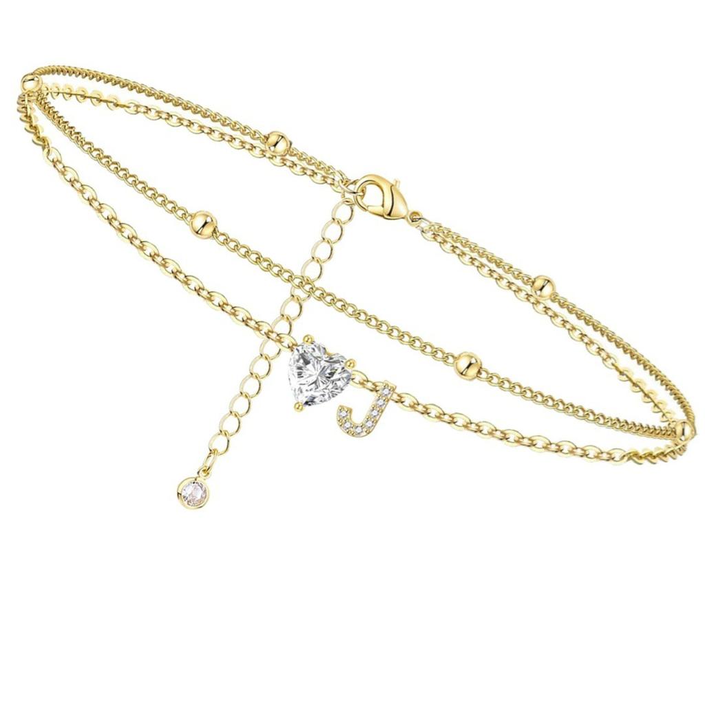 Инициал Сердце Ножной браслет Сердце Буква Ножной браслет Персонализированная монограмма Ножной браслет1 шт