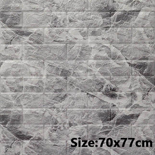 Vintage 3D Brick Stone Self-Adhesive Waterproof Background Wall DIY Living Room Bedroom Wallpaper YFme Decor 5PCS 70x77cm/27.5x30.3inch