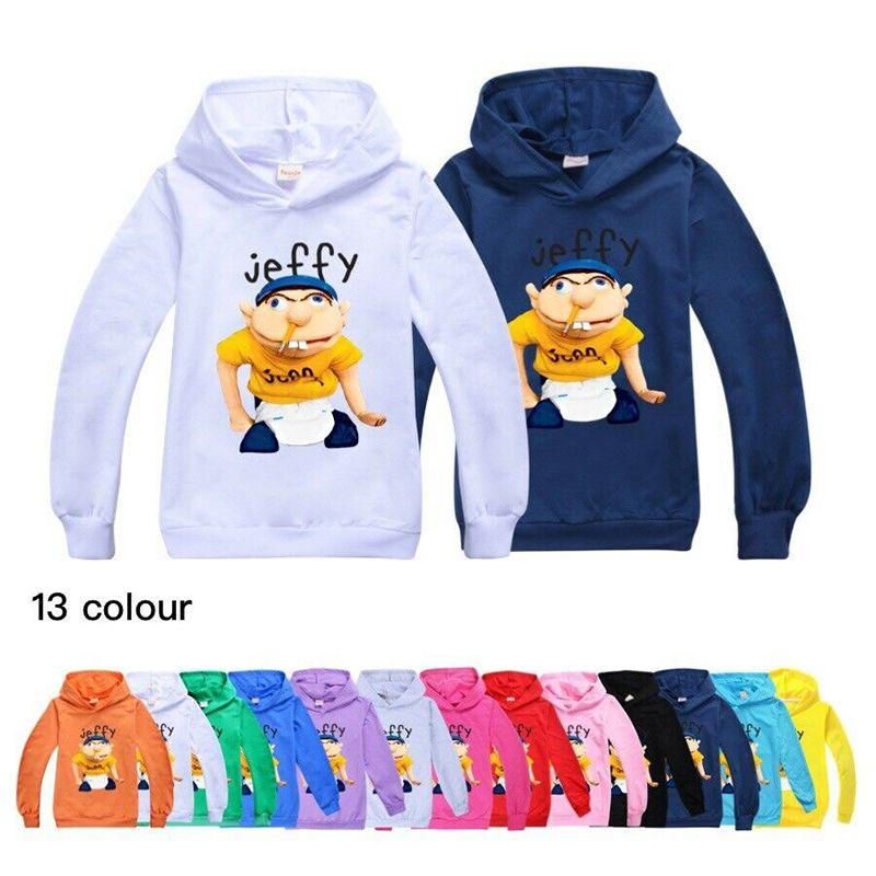 Adorable Kids Jeffy Print Hoodie Soft And Comfortable Long Sleeve Sports Shirt