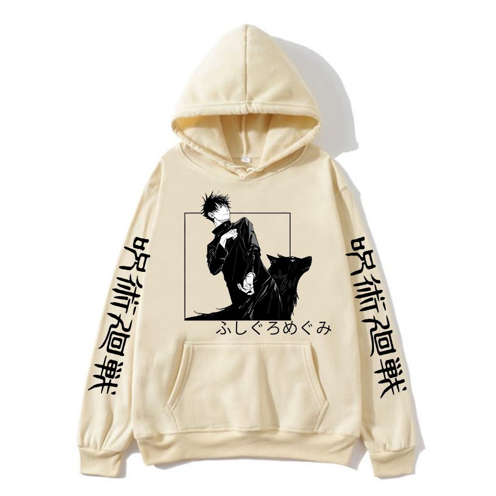 Худи Мегуми Фушигуро Jujutsu Kaisen Графические худи Винтажный оверсайз худи с капюшоном Длинные рукава Мужская женская одежда