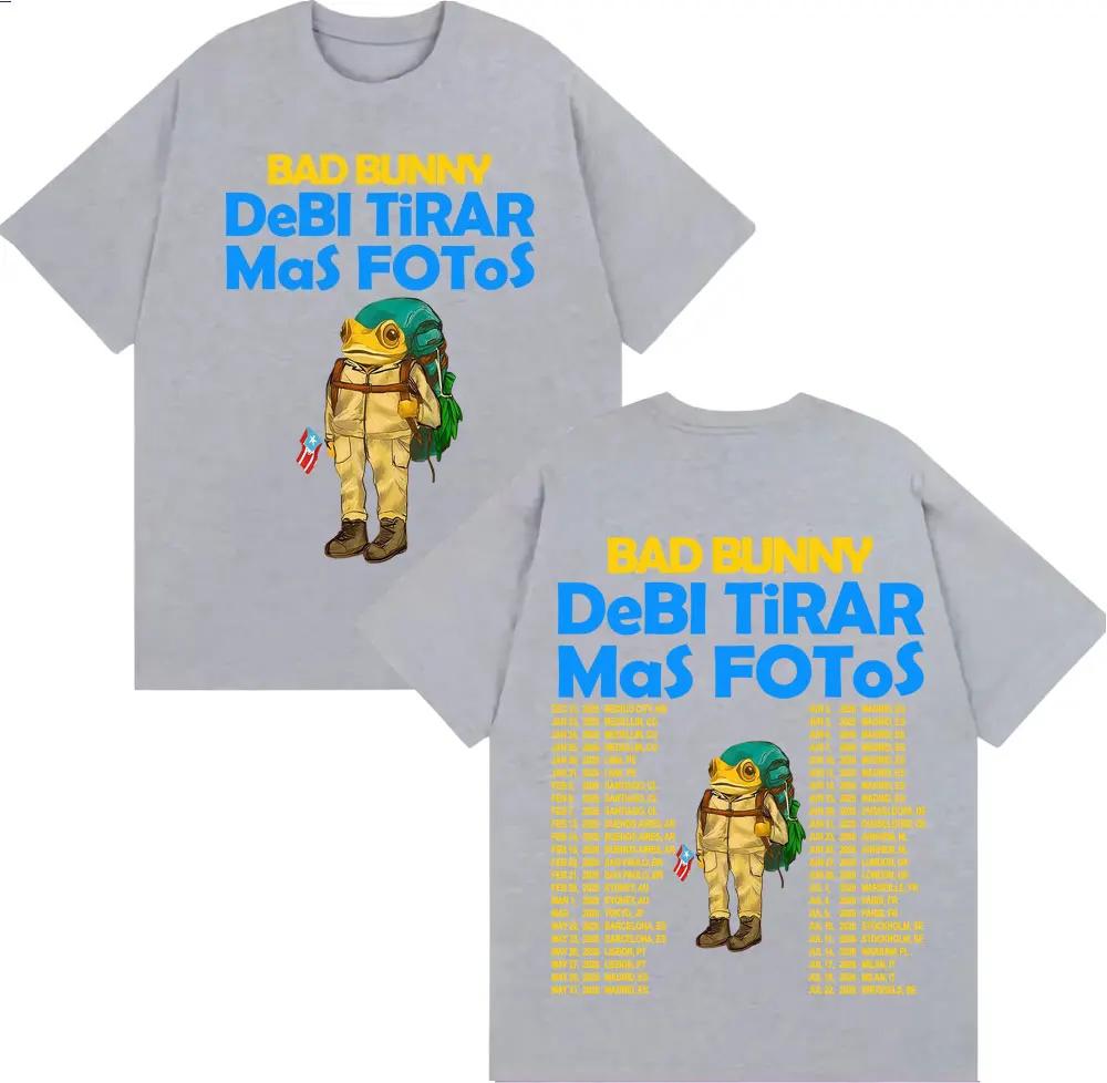 Rapper Bad Bunny Debi Tirar Mas Fotos DTMF Album 2026 Tshirts Unisex Women Vintage Cartoon Fashion Short Sleeve T Shirt Streetwear