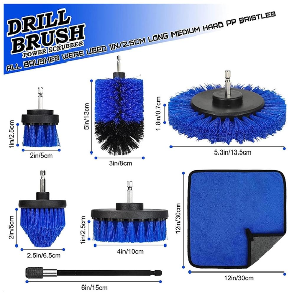 Набор щеток-насадок для дрели, 7 шт. 1/4 дюйма Power Scrubber Brush с 1 шт. удлинителем, щетка-скрабер с универсальным очистителем для швов