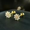 Real 925 Sterling Silver Fashion Zirconia Ear Studs Delicate Flower Stud Earrings For Women Fine Jewelry