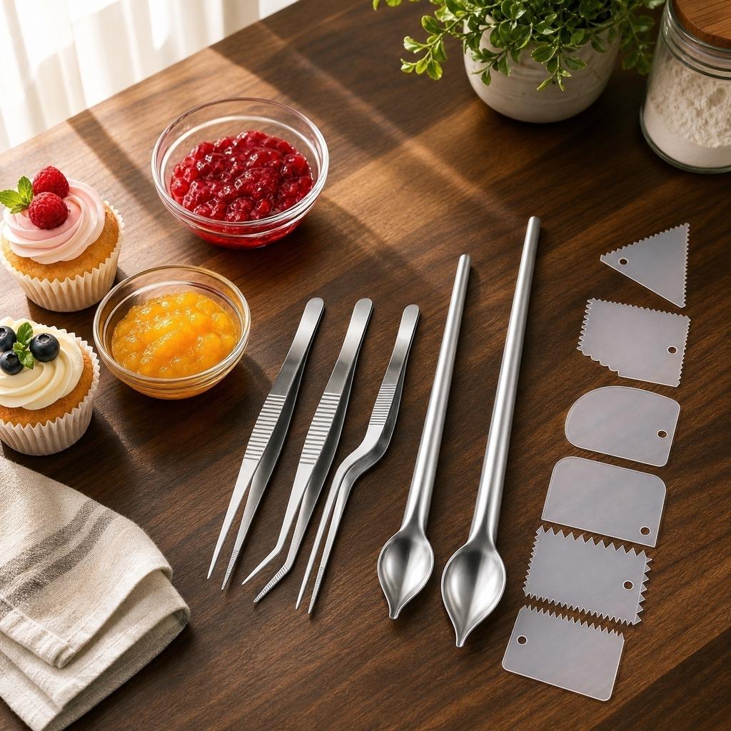 Набор инструментов для plating из нержавеющей стали с ложками для соусов и пинцетом для кулинарного декорирования и украшения