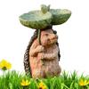 Garden Hedgehog Statue Bird Bath Animal Hedgehog Figurine Bird Bath Bowl Resin Landscape Sculpture For Outdoor Yard Lawn Patio