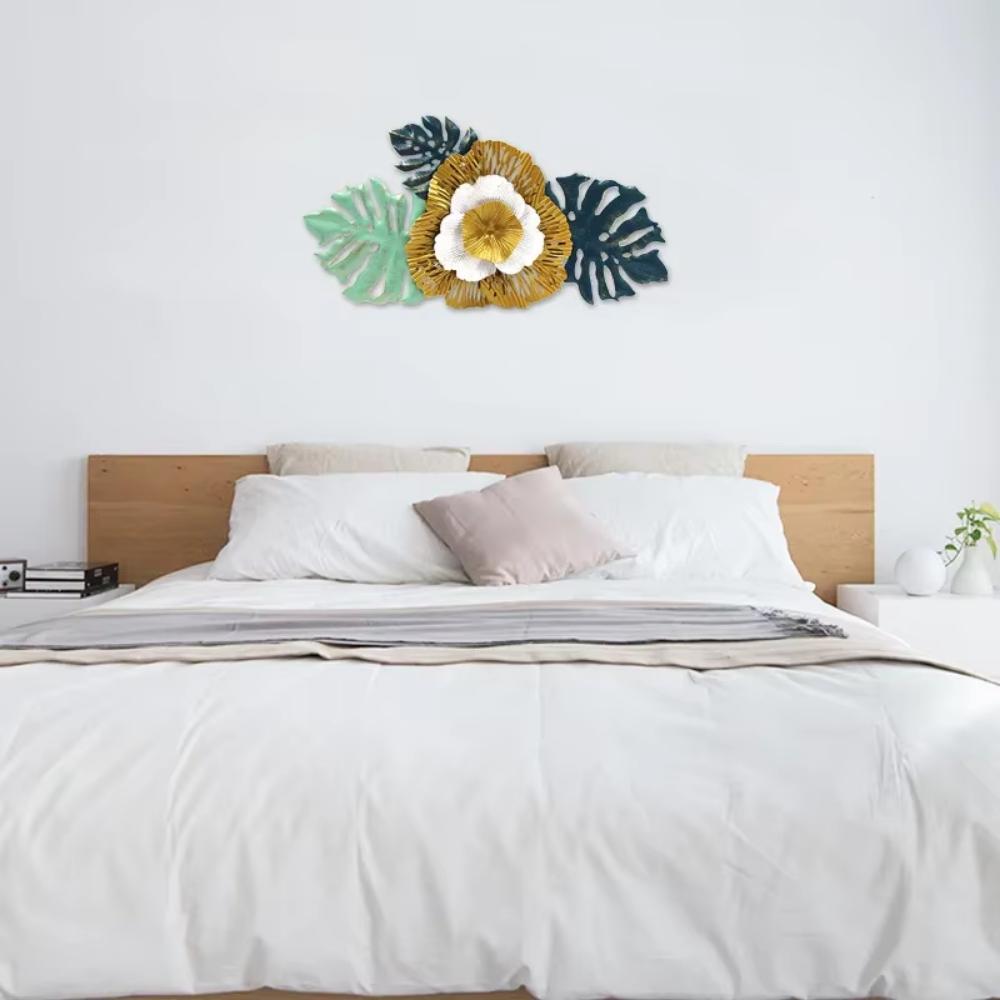 Очаровательный синий железный цветочный декор креативное настенное украшение. Великолепное металлическое украшение для спальни и гостиной в качестве фона.