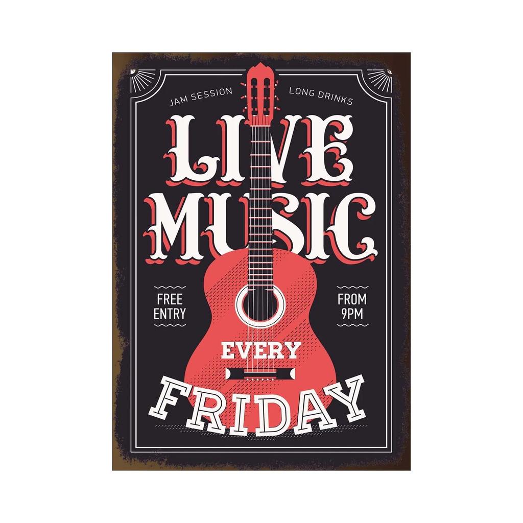 Vintage Tin Signs Decor Rock Music Metal Posters Retro Guitar Rock Party Metal Plates Room Wall Art for Bar Pub Club