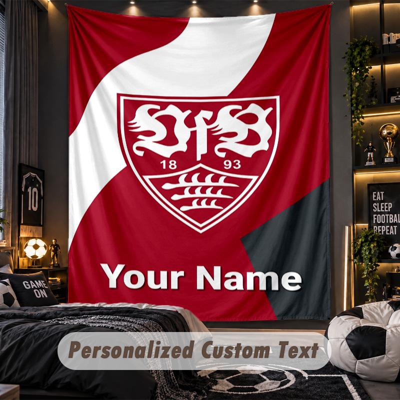 TapestryVfB Stuttgart FC Custom Name Text Personalized Wall Hanging Tapestry Home Wall Decor