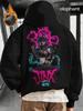Jinx Graphic Print Thick Warm Hoodie - Unisex Winter Pullover, Graffiti Art and Jinx Character Design, Machine Washable Polyester,