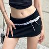 Y2K Bow Chic Lace Stitch Black Skirt Women Sexy Lace Up Highwaist Slim Mini Skirts Female Patchwork Streetwear Vacation Bodycon Casual Clothing