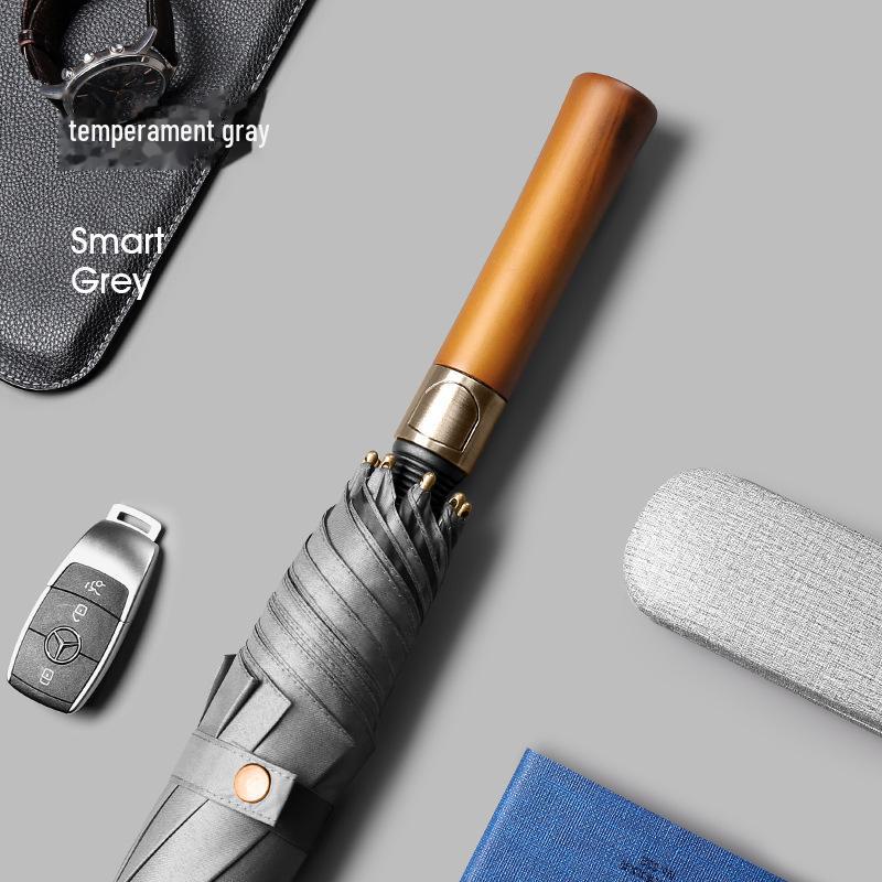 Зонт для гольфа в британском ретро-стиле — деревянная ручка, усиленная прямая штанга, защита от ультрафиолета, подарочный печатный дизайн.