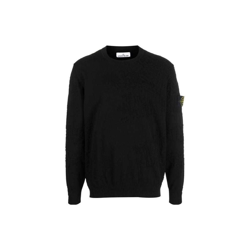 Stone Island Compass Motif Crewneck Jumper Black Men Tops 7815515B3-V0029