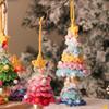 Holiday Party Decor Decorative Tree Hanging Charm Festive Knitted Christmas Tree Ornaments with Gold Jingle Bell for Holiday