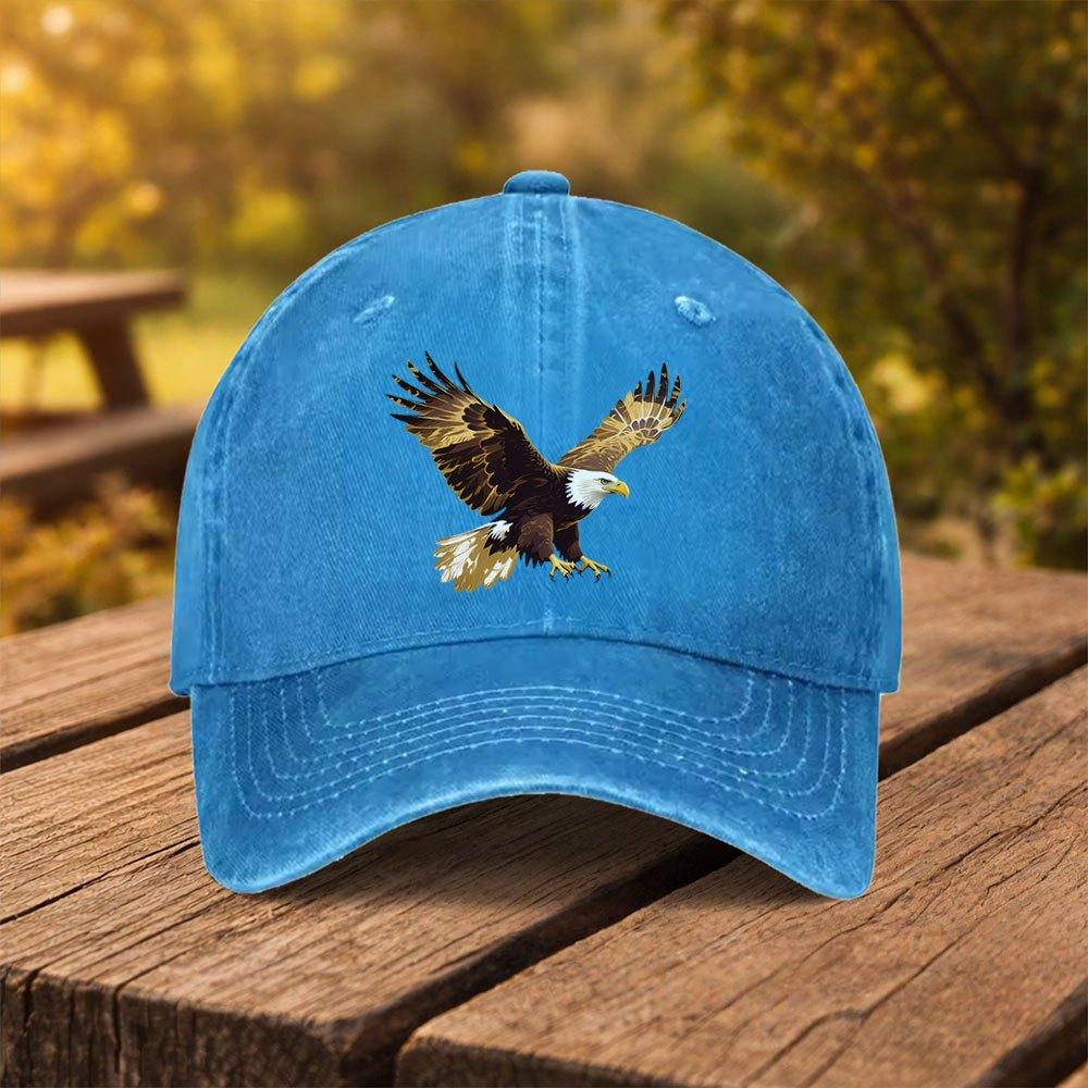 Unisex Bald Eagle Spreading Wings Baseball Cap Adjustable Duckbill Hat For Men Women Outdoor Sports Fathers Day Gift