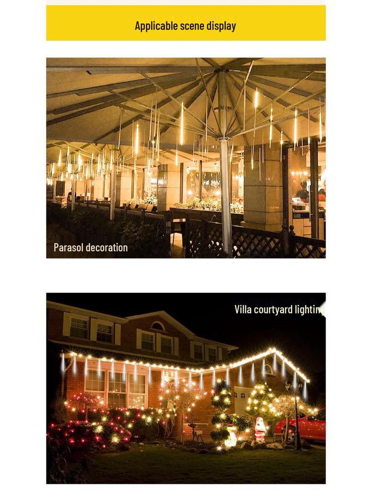 Solar-Powered LED Meteor Shower Lights: Waterproof, Colorful String Lights for Outdoor Decoration, Perfect for Festivals and Christmas Trees.